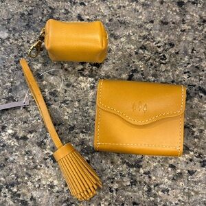 Portland Leather Mango  Bozeman Pom Tassel Dop keyring Bundle
